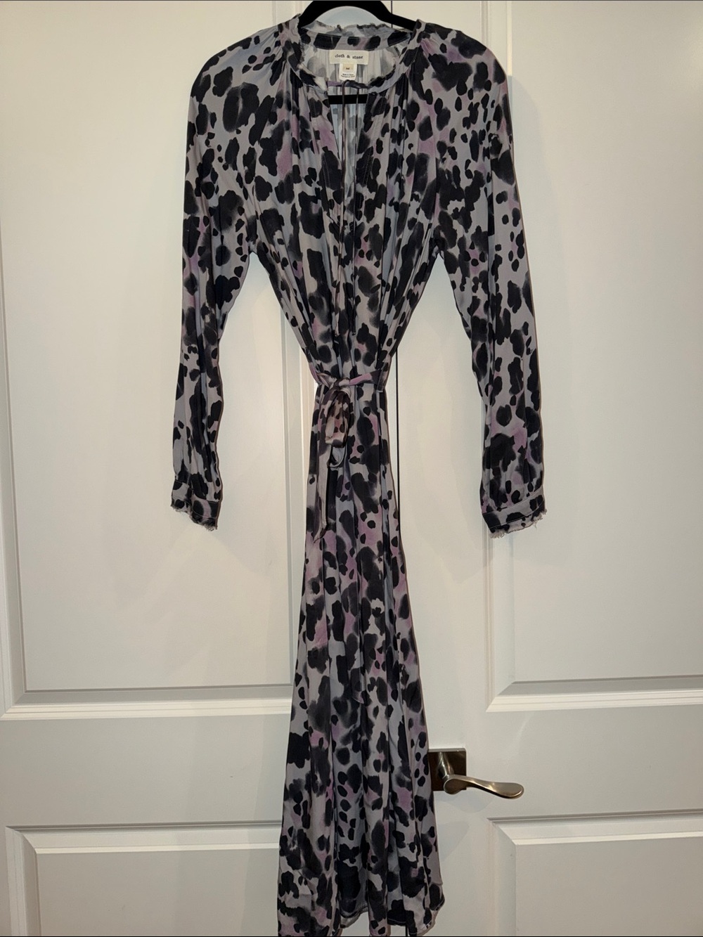 Cloth & Stone Lilac and Black Animal Print Maxi Wrap Dress from Anthropologie
